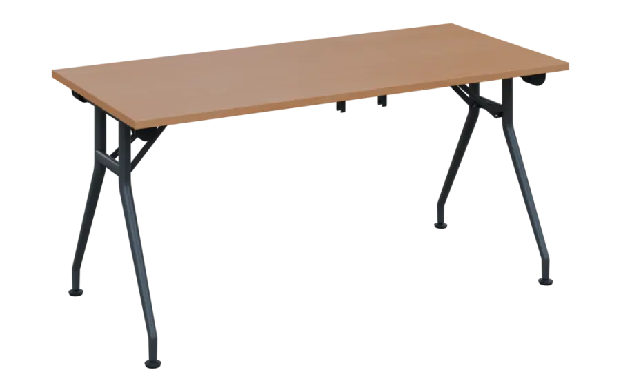 SLV 160 lak skládací jednací stůl 1600x700x750 mm, deska 25 mm, podnož černý lak, deska buk royal